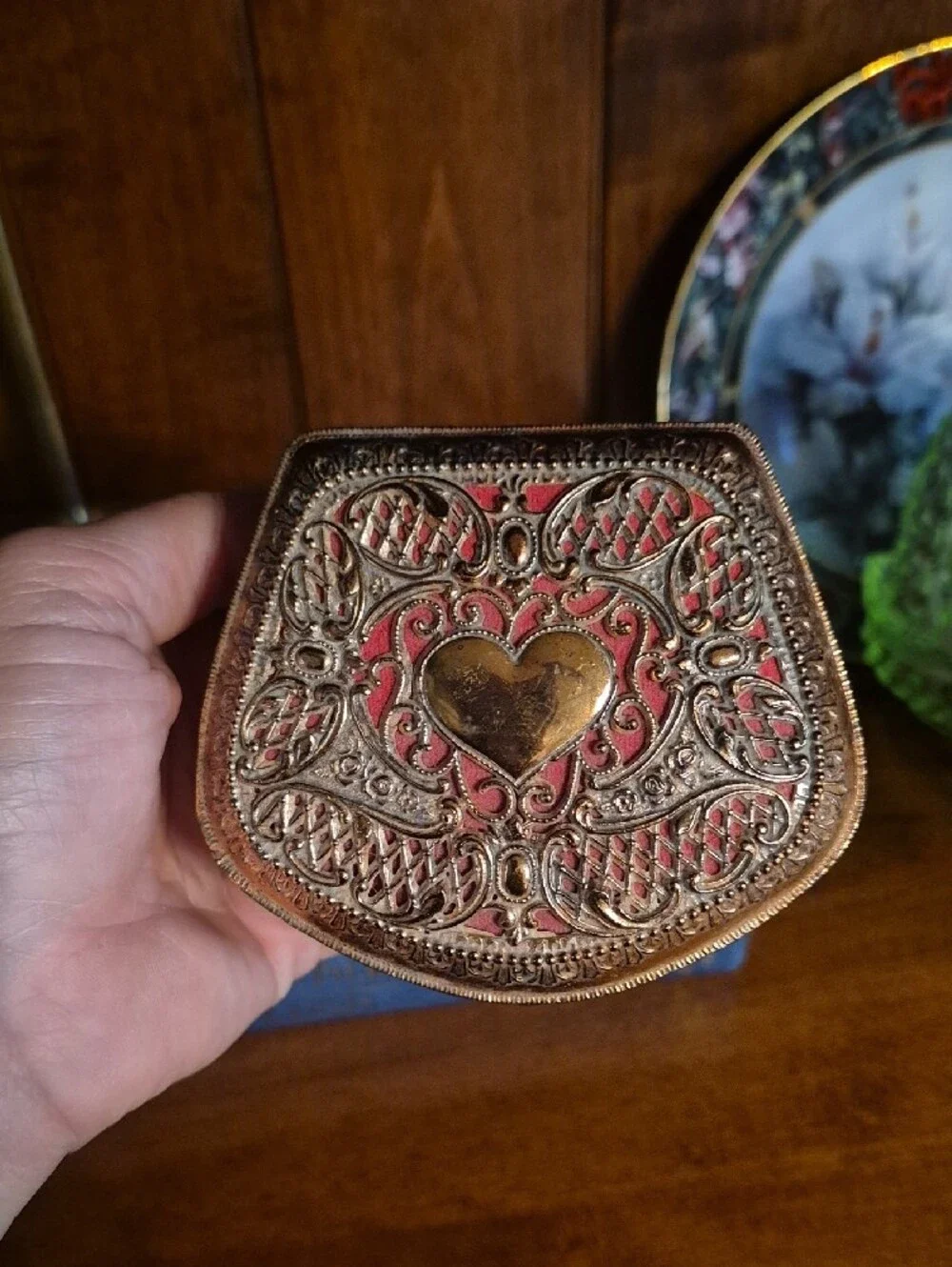 Ornate Gold Heart Trinket Box
